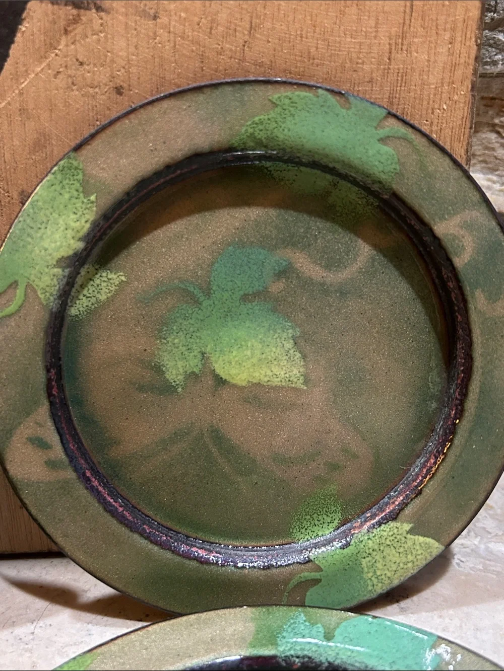 vintage handmade enamel on copper decorative Drink Coaster Set of 4